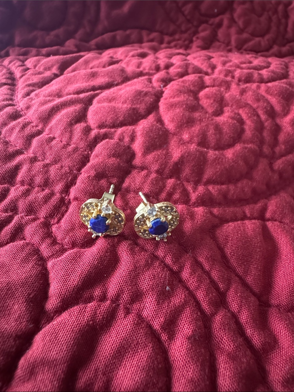 Argento Vivo Gold-Tone Stud Earrings with Blue Center